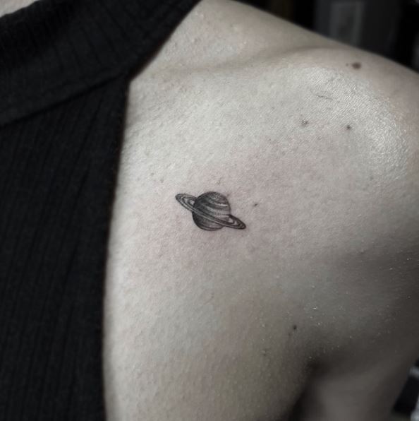 Tiny Saturn Tattoo