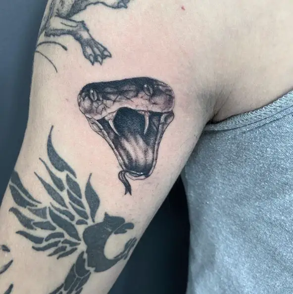 Tiny Snake Head Arm Tattoo