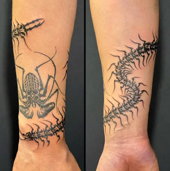 Tribal Centipede Forearm Tattoo
