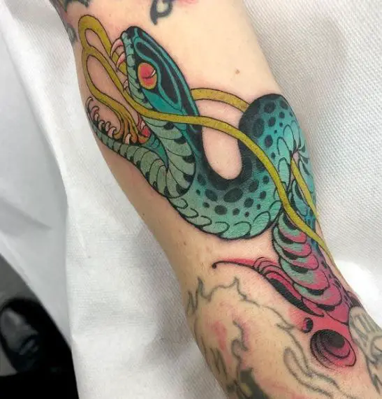 Turquoise Blue Snake Tattoo