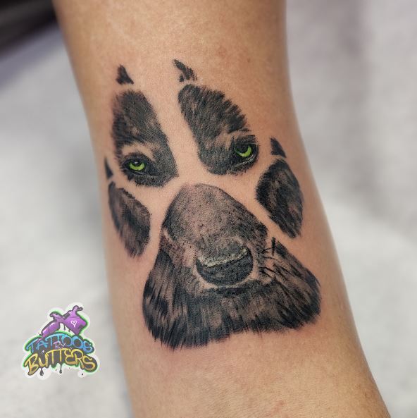 Wolf Face Paw Tattoo