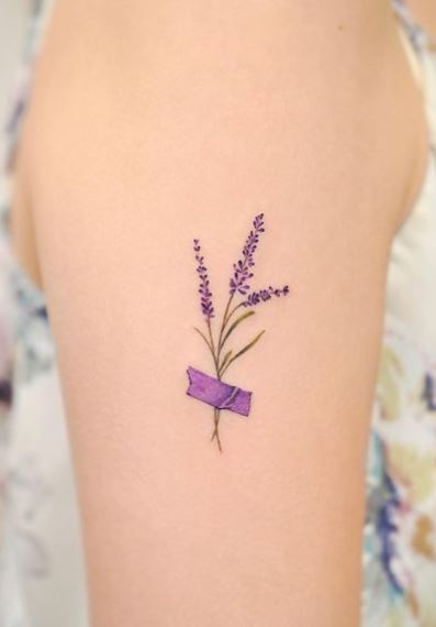 Colorful Lavender Arm Tattoo