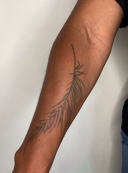 Grey Palm Frond Forearm Tattoo