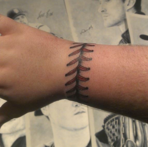 Baseball Seam Stitch Wrist Band Tattoo