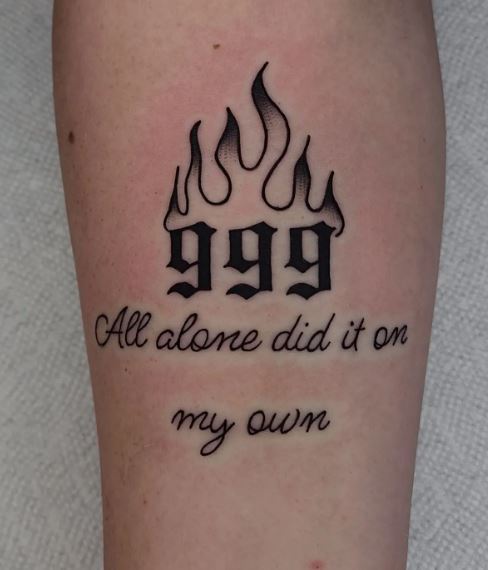 Burning 999 with Juice Wrld Lyrics Forearm Tattoo