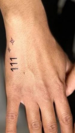 Minimalistic 111 Angel Number Hand Tattoo