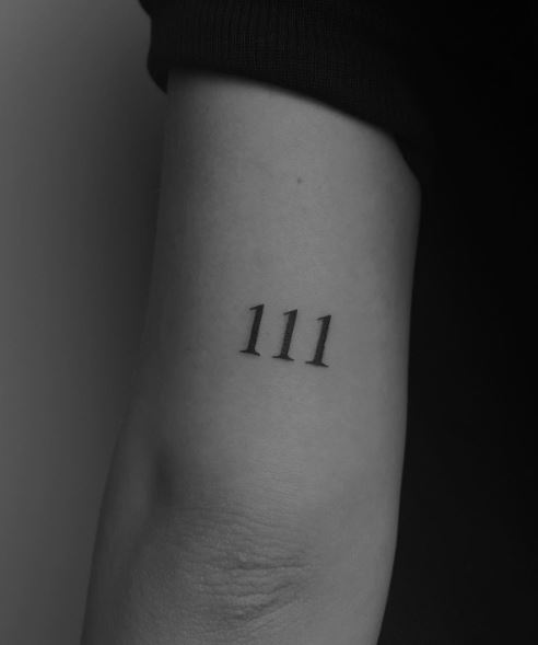 Black 111 Angel Number Arm Tattoo