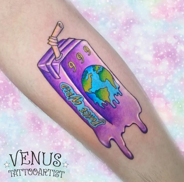 Melting Juice Pack and 999 Forearm Tattoo