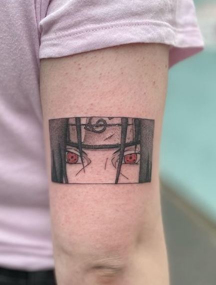 Itachi Uchiha with Red Eyes Arm Tattoo