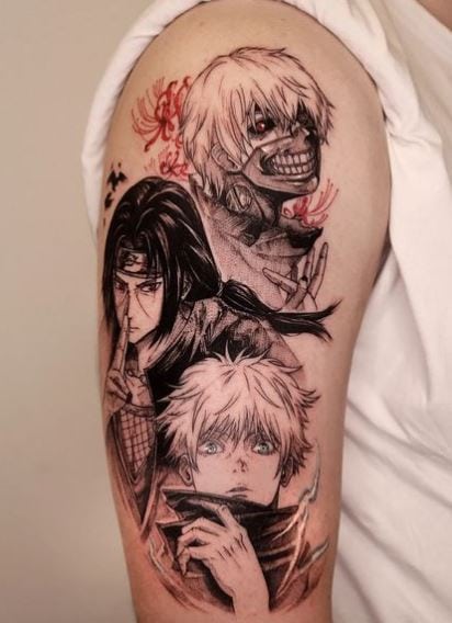 Ken Kaneki, Satoru Gojo and Itachi Uchiha Arm Tattoo