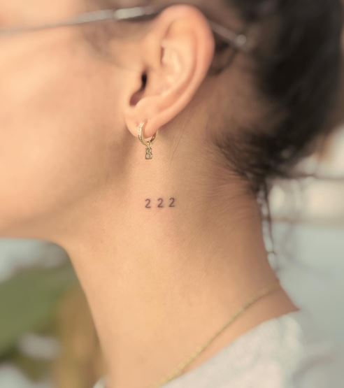 Minimalistic 222 Angel Number Neck Tattoo