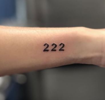 Black 222 Angel Number Wrist Tattoo