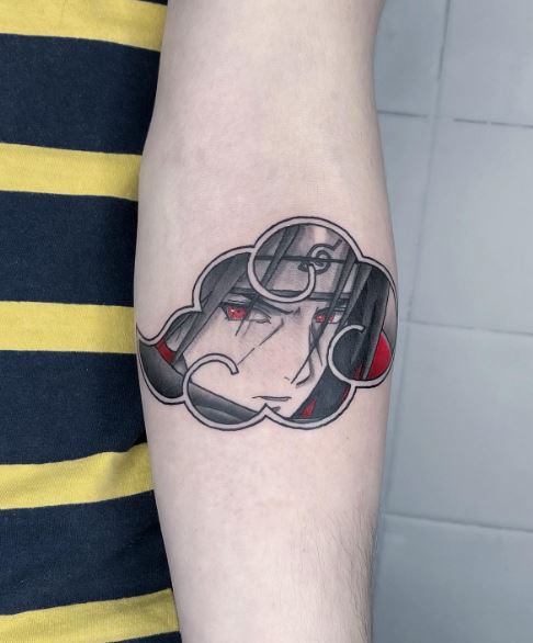 Itachi Uchiha with Red Eyes Forearm Tattoo