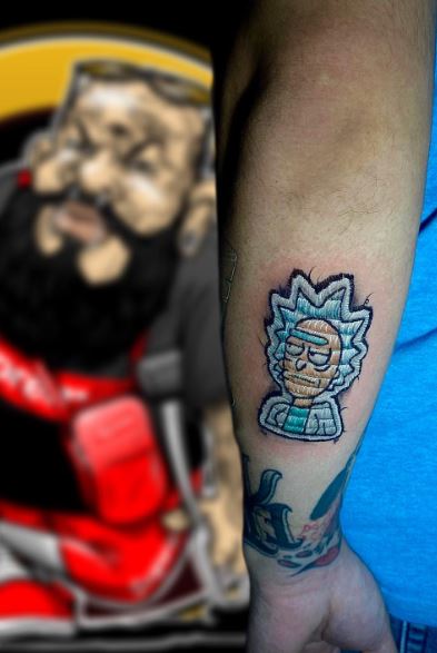 Blue Rick Sanchez Forearm Patch Tattoo