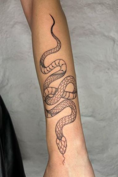 Black and Grey Snake Forearm Tattoo