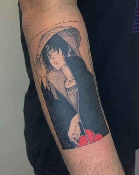 Itachi Uchiha with Hat Forearm Tattoo