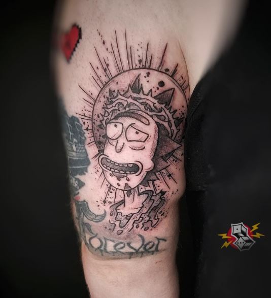 Sun and Rick Sanchez Arm Tattoo