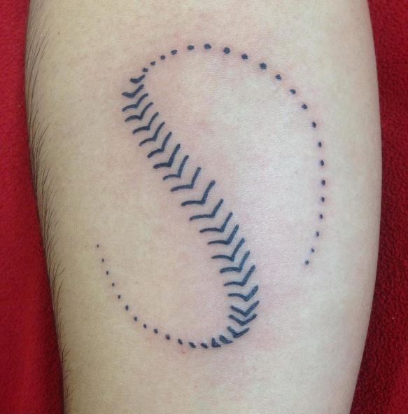 Dots and Stitches as Baseball Ball Arm Tattoo