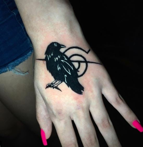 Black Itachi Uchiha Crow Hand Tattoo