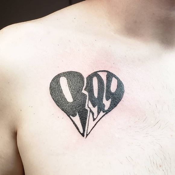 Broken Heart and 999 Chest Tattoo