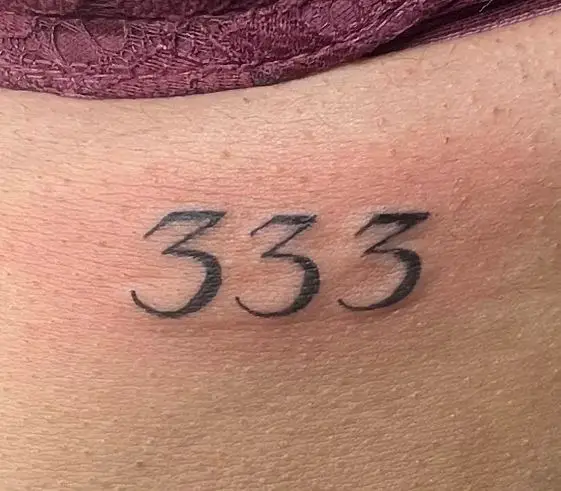 Black 333 Angel Number Tattoo