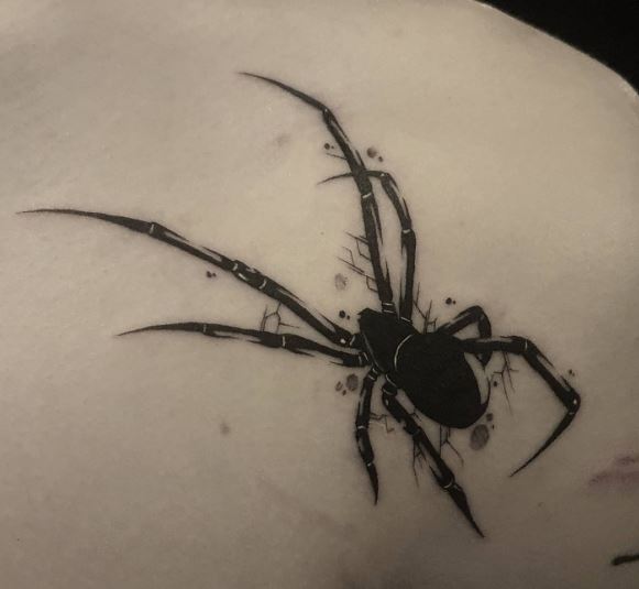 Black Gothic Spider Shoulder Tattoo