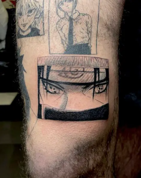 Shaded Itachi Uchiha Thigh Tattoo