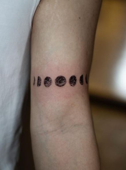 Moon Phases Biceps Band Tattoo