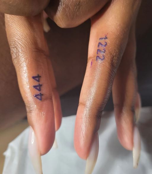 Minimalistic 444 Angel Number Finger Tattoo