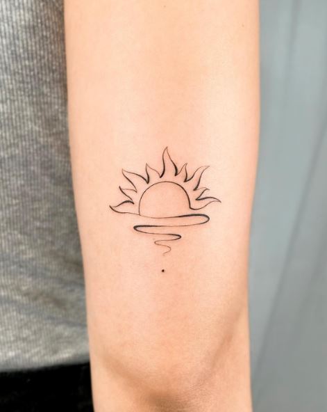 Minimalistic Sunset Arm Tattoo