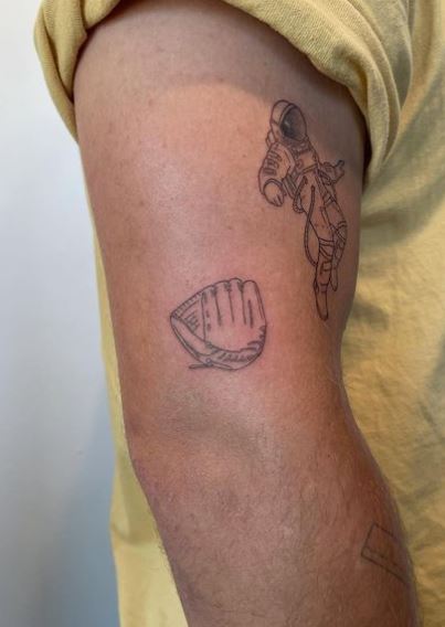 Minimalistic Baseball Glove Elbow Tattoo