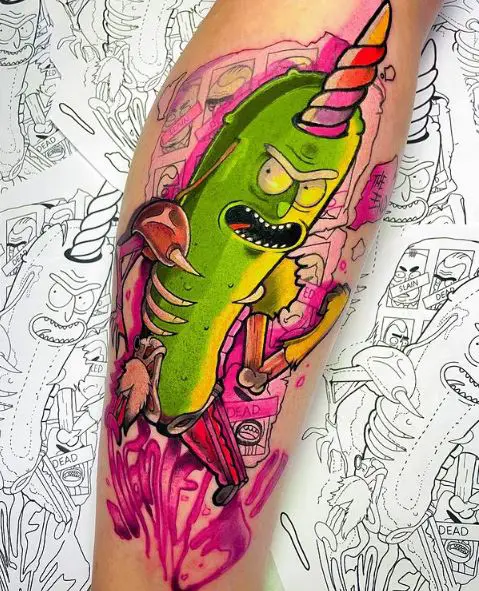 Monster's Claw and Pickle Rick Arm Tattoo