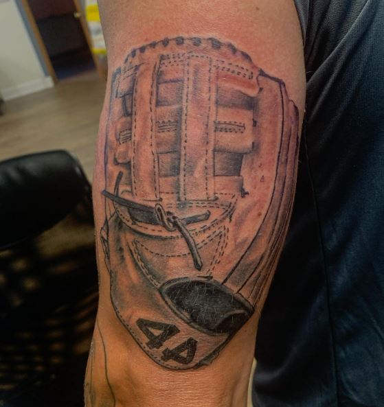 Shaded Baseball Glove with Number 44 Arm Tattoo