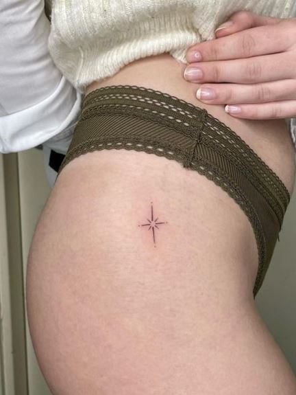 Minimalistic Star Hip Tattoo