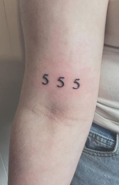 Minimalistic 555 Angel Number Arm Tattoo