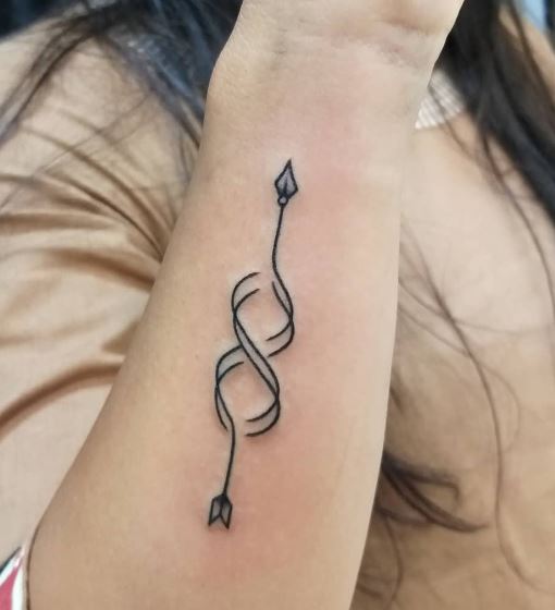 Arrow Shaped as Infinity Symbol Forearm Tattoo