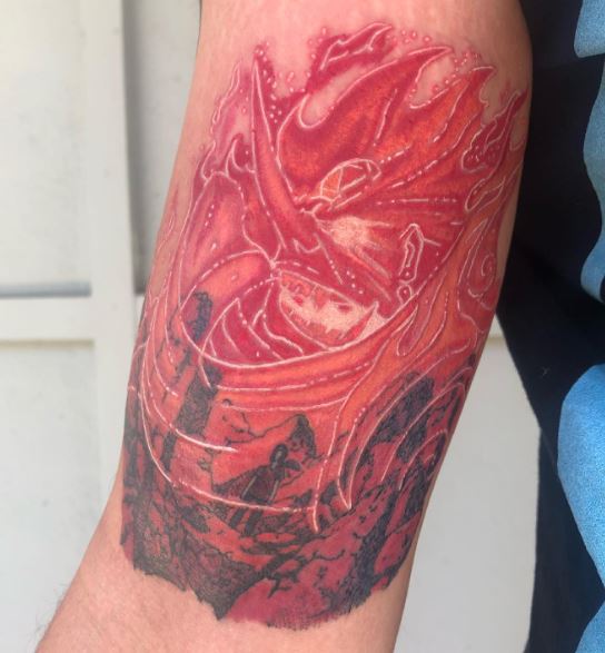 Red Itachi Susanoo Biceps Tattoo