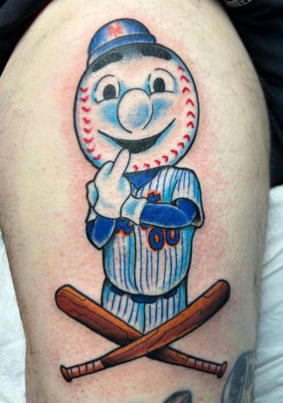 New York Mets Thigh Tattoo