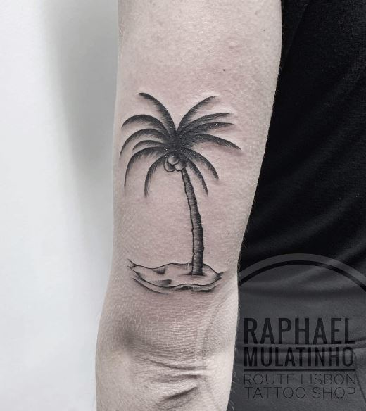 Palm Tree with Acorns and Island Arm Tattoo