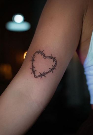 Barbed Wire Heart Biceps Tattoo