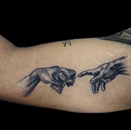 Creation of Adam with Bribe Inner Biceps Tattoo