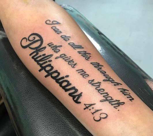 Philippians 4:13 Bible Verse Forearm Tattoo