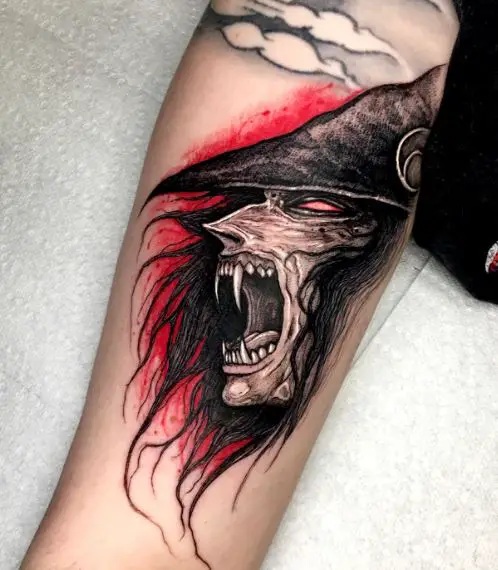 Colorful Vampire Hunter D Biceps Tattoo