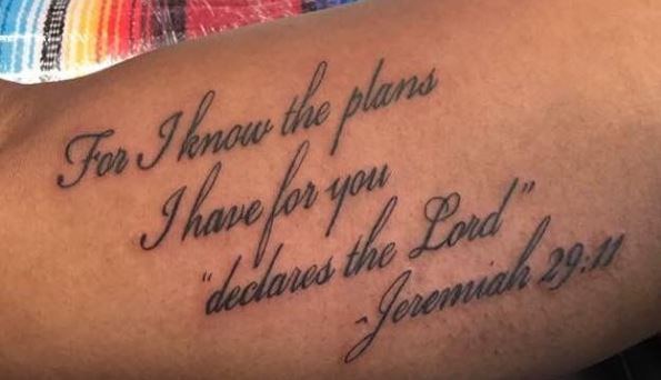 Jeremiah 29:11 Bible Verse Arm Tattoo