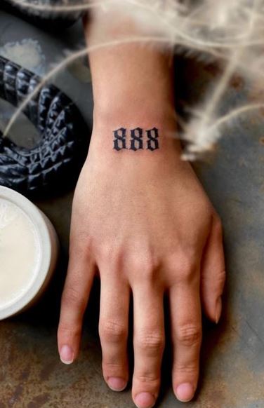 Bold 888 Angel Number Wrist Tattoo