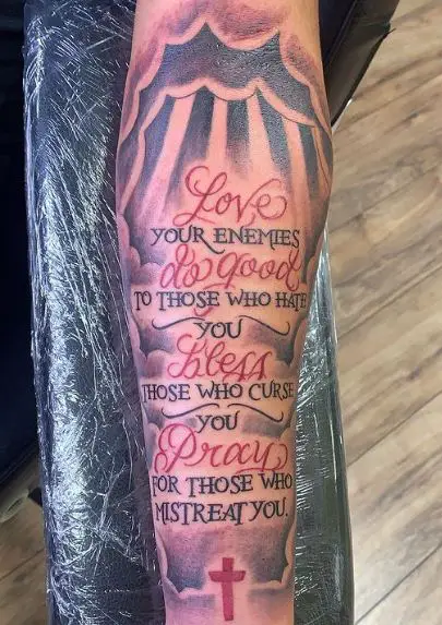 Matthew 5:43 Bible Verse Forearm Tattoo