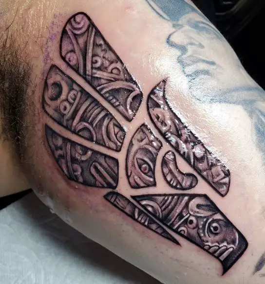 Aztec Eagle Tribal Inner Biceps Tattoo