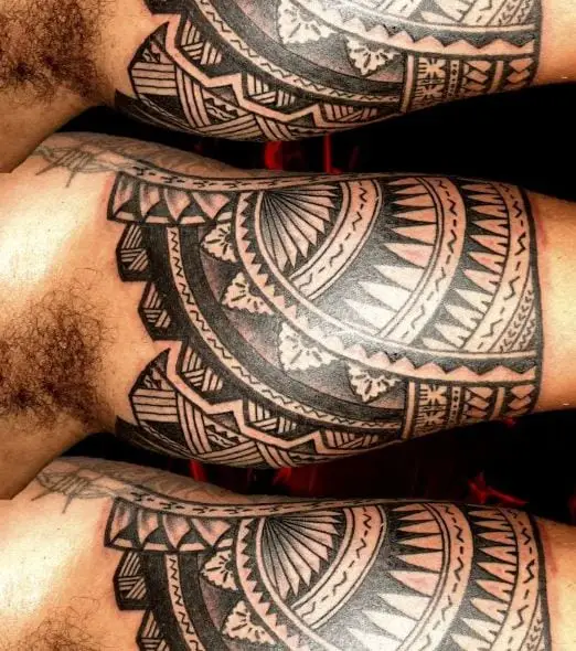Black and Grey Tribal Inner Biceps Tattoo