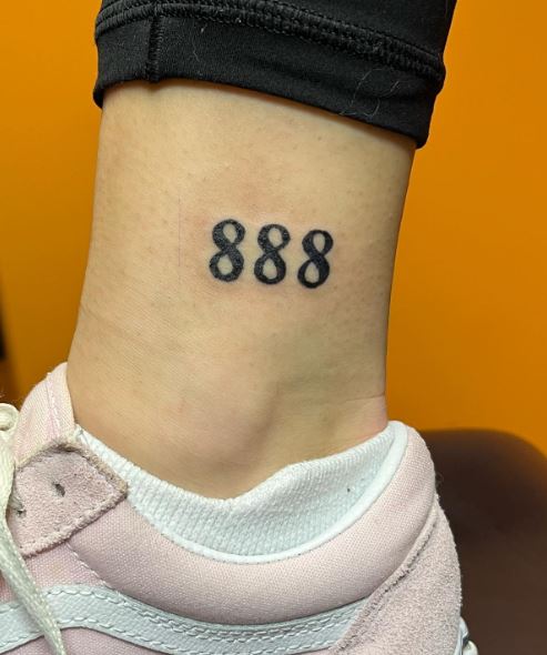 Black 888 Angel Number Ankle Tattoo