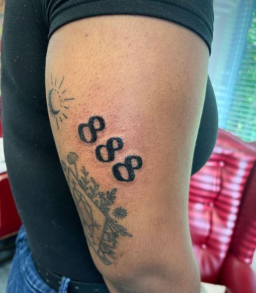 Black 888 Angel Number Arm Tattoo